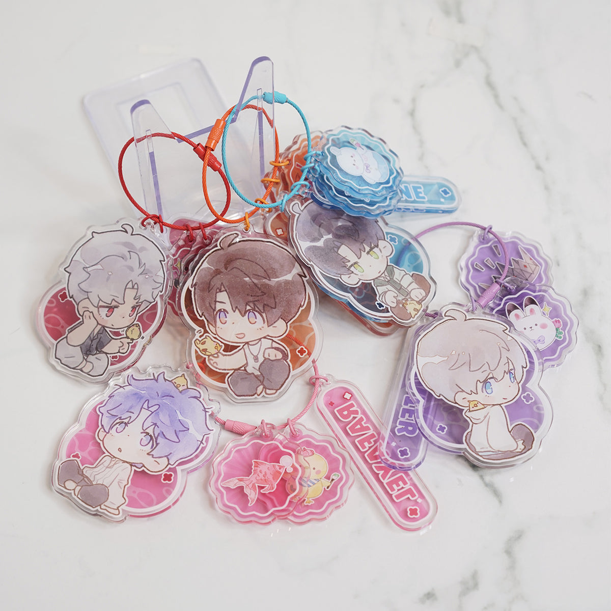 Love and Deepspace 4pc Deco Key Ring Charms with Name Tag | Bird Series