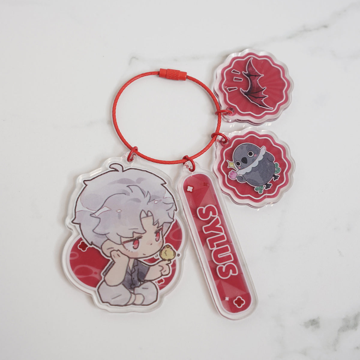 Love and Deepspace 4pc Deco Key Ring Charms with Name Tag | Bird Series