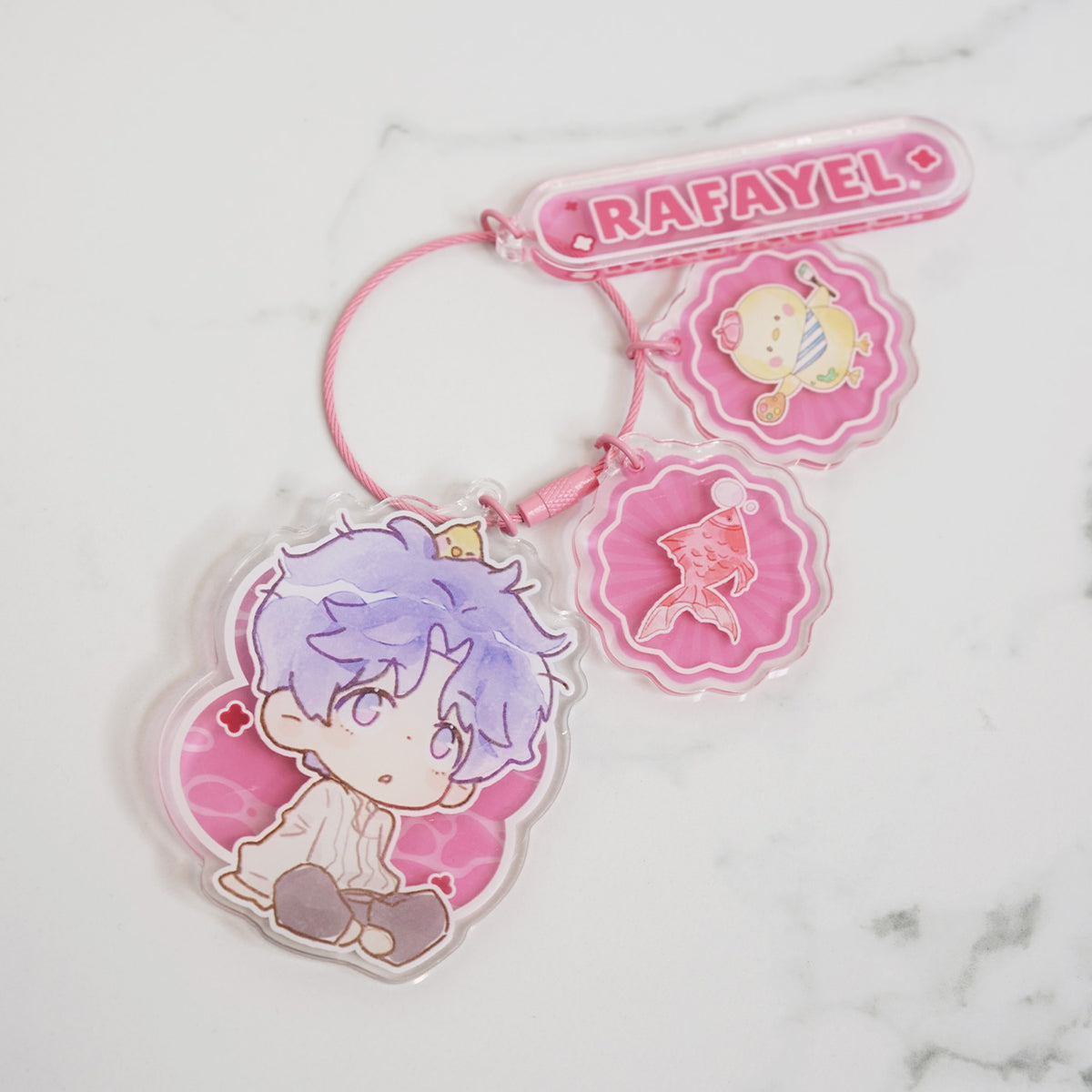 Love and Deepspace 4pc Deco Key Ring Charms with Name Tag | Bird Series