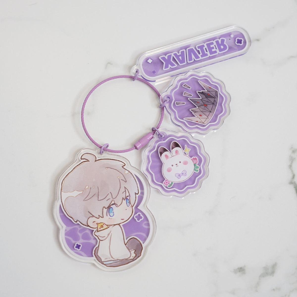 Love and Deepspace 4pc Deco Key Ring Charms with Name Tag | Bird Series